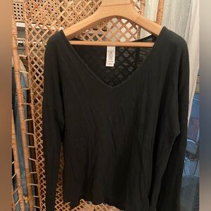 Women's Black V-Neck Top